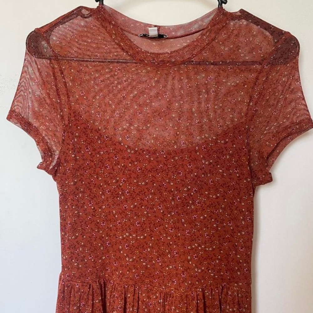 AUW Full Length Rust Red Floral Dress 🌼🌸